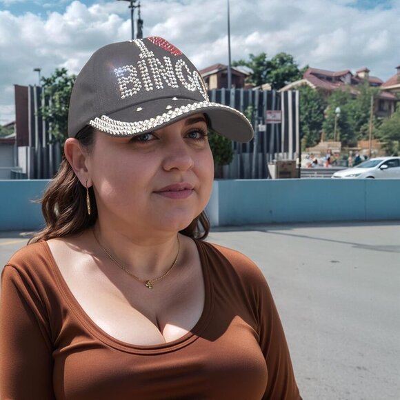 Women’s Rhinestone Baseball Cap Distressed Denim Gift Accessory - Picture 4 of 9